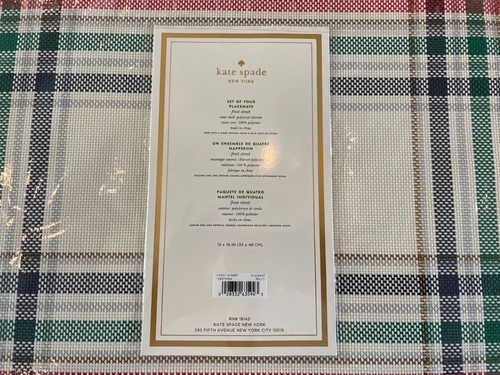 Kate Spade Tischsets 4er Set Vinyl grün pink weiß kariert Streifen Frost Street Neu ohne Etikett - Bild 2 von 9