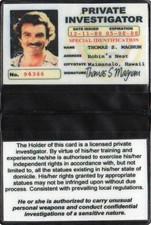Carte d'identification Magnum Carte detective Magnum Tom selleck id wallet 