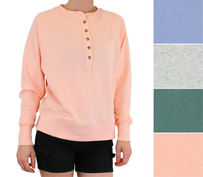 GAP Henley Women's Sweatshirt Casual Raglan Long Sleeve, French Terry QLT49105