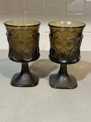 Noritake Spotlight Walnut Brown Textured Square Foot Water Glasses Set Of 2