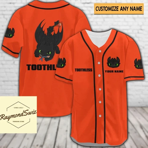 Halloween Toothless Orange 3D Baseball Jersey Shirt