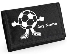 Football Character Personalised Boys Kids Ripper Wallet With Coin Holder Gift