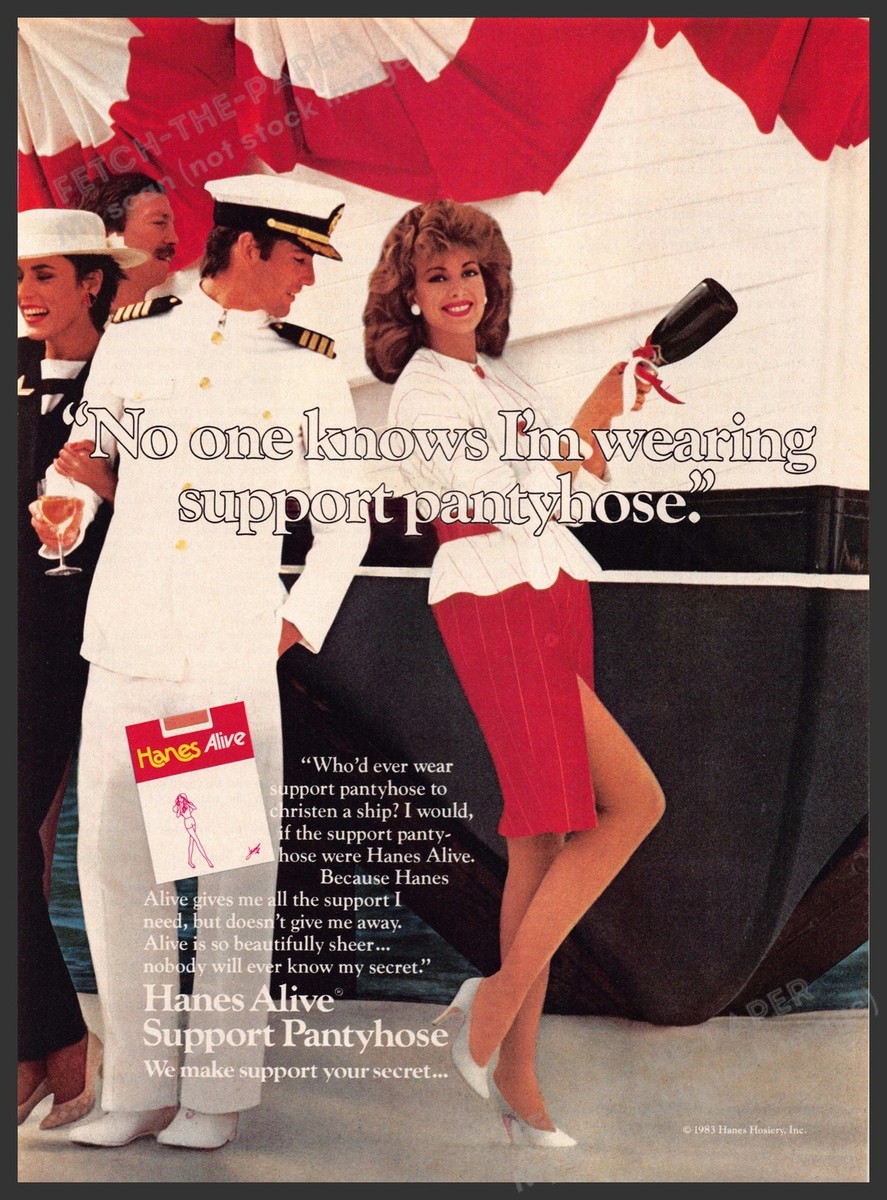 Hanes 1980s Print Advertisement Ad 1984 Alive Pantyhose Boat