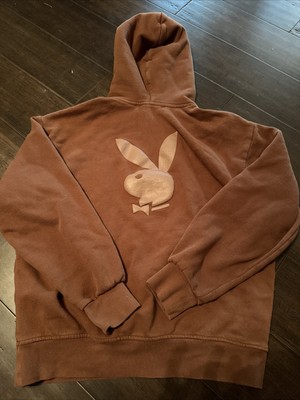 Playboy brown hoodie used size S bunny logo both sides | eBay