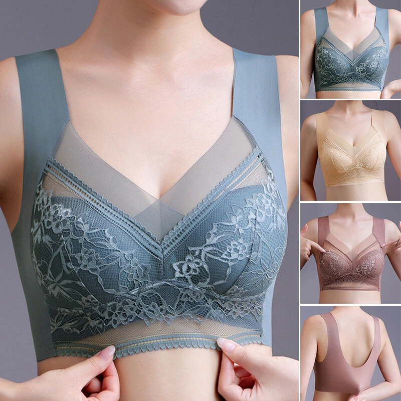 Plus Size Bras for Women Underwear Bra Without Underwire Bones Seamless  Push Up Bra Tops Bralette Wireless Sports Vest (Bands Size : Large, Color 