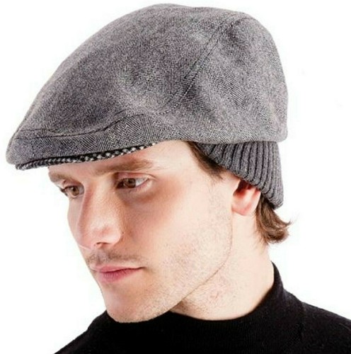 Men's Wool Blend Tweed Flat Caps with 
