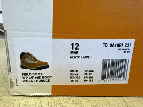 TIMBERLAND Men's Size 12 Field Boot WP L/F Mid Boot Wheat Nubuck - TB 0A18RI 231 - Picture 2 of 10