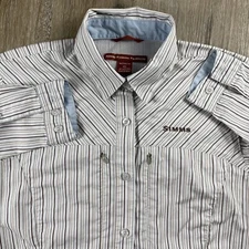 Simms Professional Fishing Shirt Striped Button Up Long Sleeve Women's XS