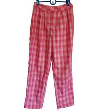 Nasty Gal Pink White Plaid High Waisted Wide Leg Pants Women's Size 6