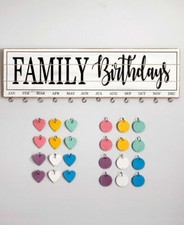 Family Birthday Reminder Calendar Plaque Sign w/ 24 Tags Hanging Wall Decor