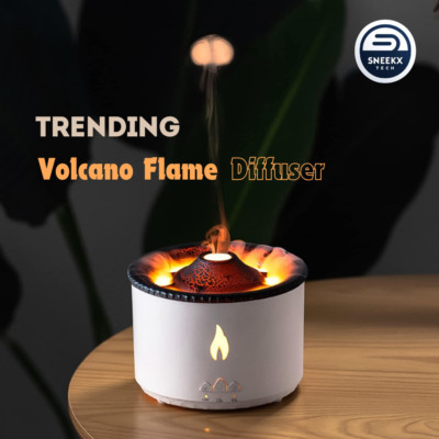 Volcano Fire Flame Air Humidifier Aroma Diffuser Essential Oil with Remote