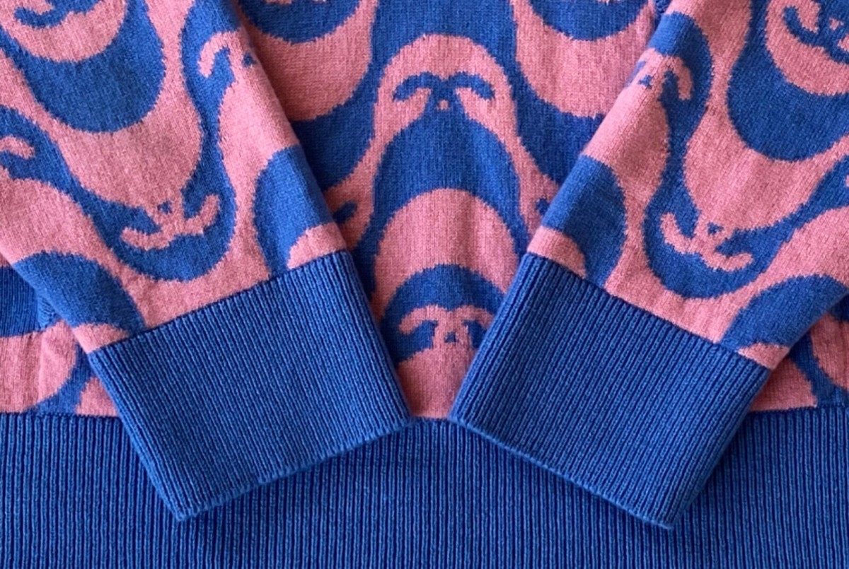21P CHANEL BLUE PINK CC LOGO CASHMERE HOODIE PULLOVER
