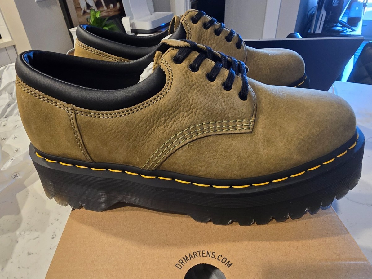 Dr Martens 8053 Quad Tumbled Nubuck Leather Platform Oxfords Muted Dr Martens 8053 Quad Tumbled Nubuck Leather Platform Oxfords Muted
