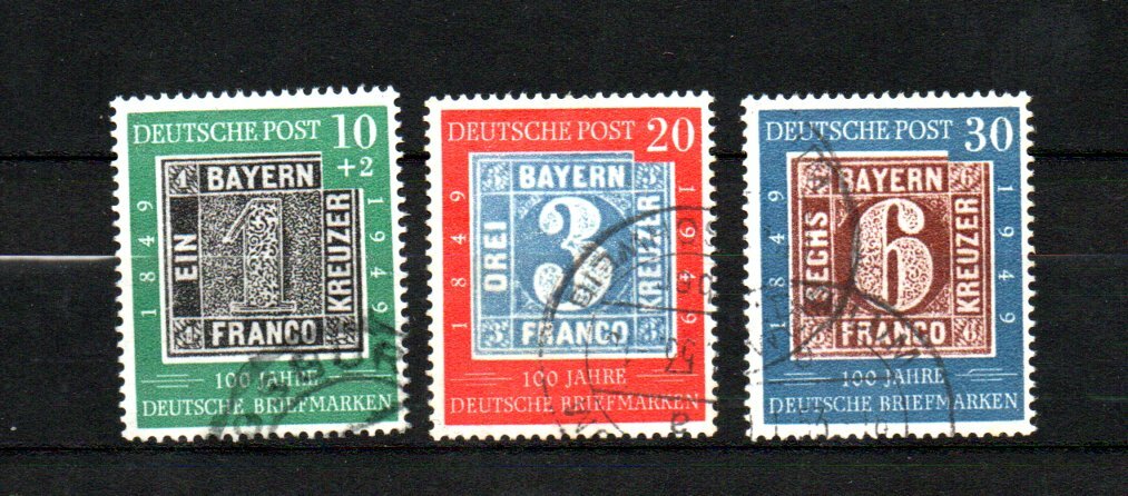 Germany 1949 set 100 years German stamps (Michel 113/15) nice used