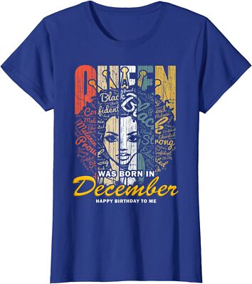 December Birthday Queen Was Born In December Black Ladies' Crewneck T-Shirt