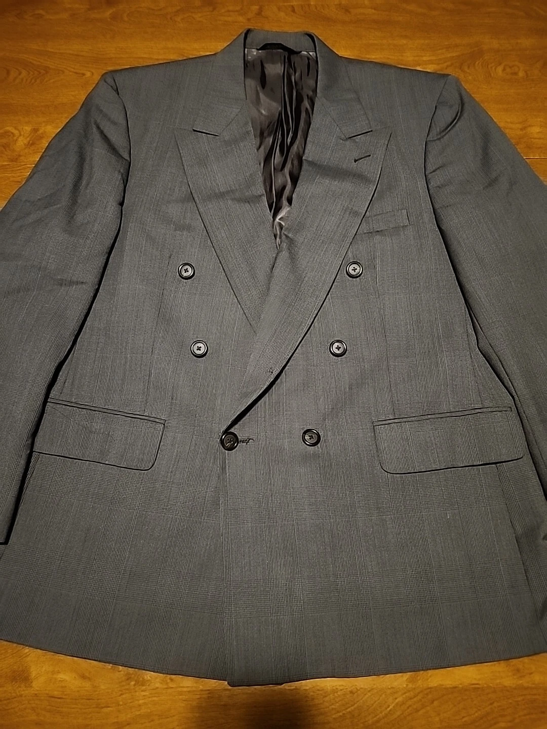 Blazer tuta uomo Burberrys taglia 46R 100% lana doppiopetto testurizzato grigio a quadri