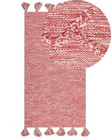 Teppich Baumwolle Rot 80 X 150 Cm Boho Mit Quasten Nigde