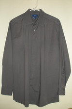 Apt. 9 Solid Dark Gray Men's Long Sleeve Button Dress Shirt Slim Fit Neck 16"
