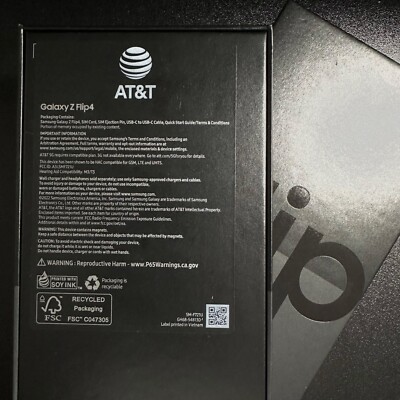Samsung Galaxy Z Flip4 (AT&T) 5G/128GB Black SM-F721U Brand-New in