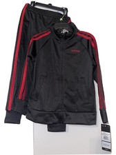 Adidas Boys Track Suit Athletic Pants Jacket Black Red Size 4