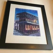 Michael Berman French Quarter New Orleans Framed Signed Print 20 3/4" x 16 3/4"