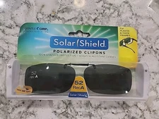 New  Solar Shield Polarized Clipons 52 Rec A 100% UVA/UVB Protection Scratch Res