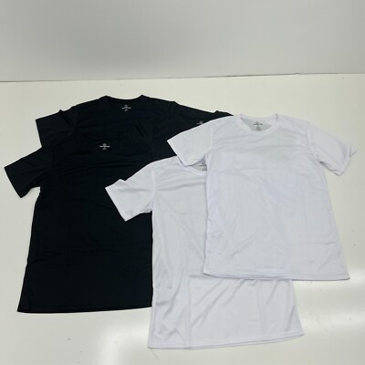 Realessentials White & Black 4 Pack Athletic Short Sleeve T-Shirt Men's Size M