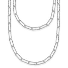 Sterling Silver Two Diamond-cut Link Chain Necklace 17.5" w/1.25 in ext. 8.56gm