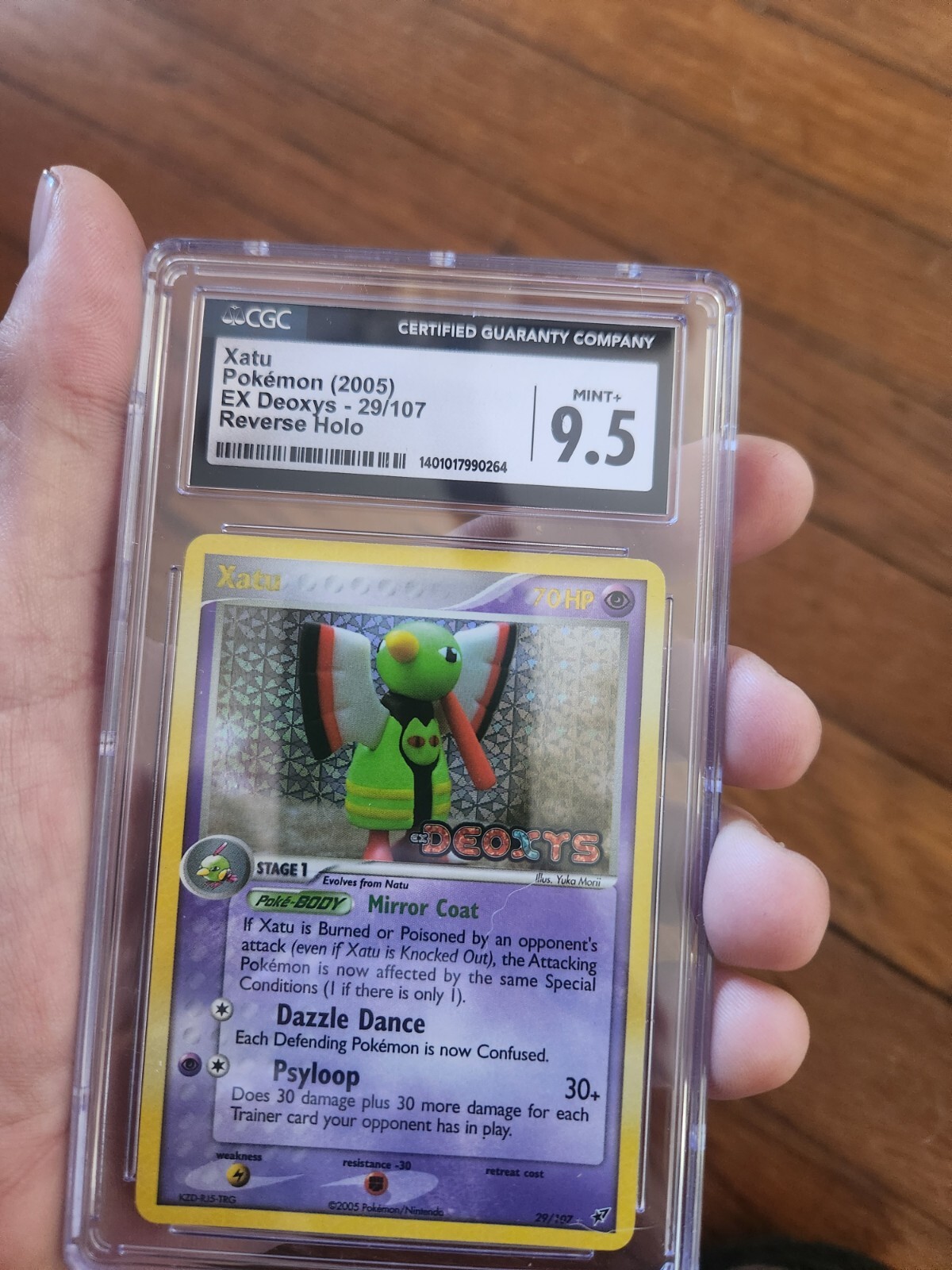 (POP 2) CGC 9.5 MINT+ 2005 Xatu Stamped Reverse Holo EX Deoxys 29/107 Pokemon