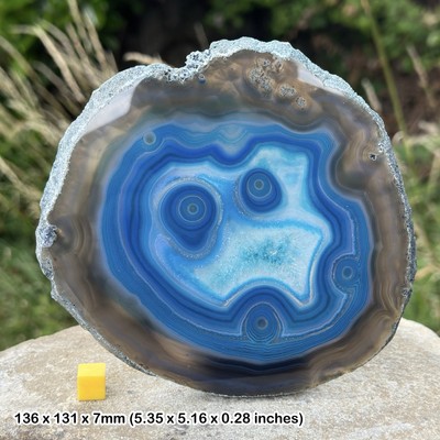 Blaue Achatscheibe, spiritueller Heilkristall, authentisch