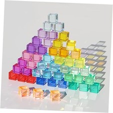 Rainbow Crystal Acrylic Cubes Children Learning Color 48PCS Acrylic Blocks