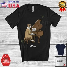 Custom Name Pit Bull Playing Piano; Humorous Musician Musical Instruments Shirt