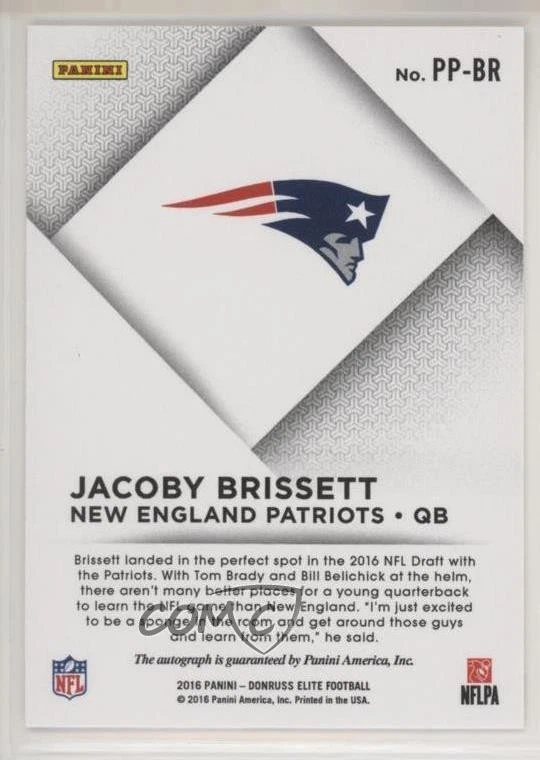 2016 Donruss Elite Pen Pals Jacoby Brissett #PP-BR Rookie Auto RC - Image 2 of 2