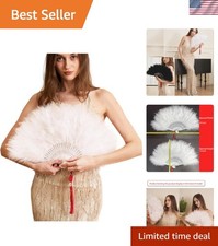 Feather Fan Handheld Vintage Style Flapper Fan for Costume Party Dancing