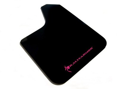 Rally Armor Basic Series Black Mud Flaps w Pink Logo Universal MF12-BAS-BCPK