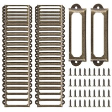 Auvotuis 40Pcs Antique Metal Label Holders Library File 40Pcs, Bronze