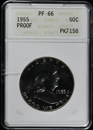 Photo of a 1955-P Franklin Half Dollar Proof from an eBay listing that sold on Jul 22, 2026