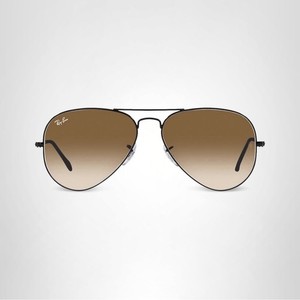 Ray-Ban RB3025 Classic Aviator Sunglasses, Black/Clear Gradient Brown, 58 mm