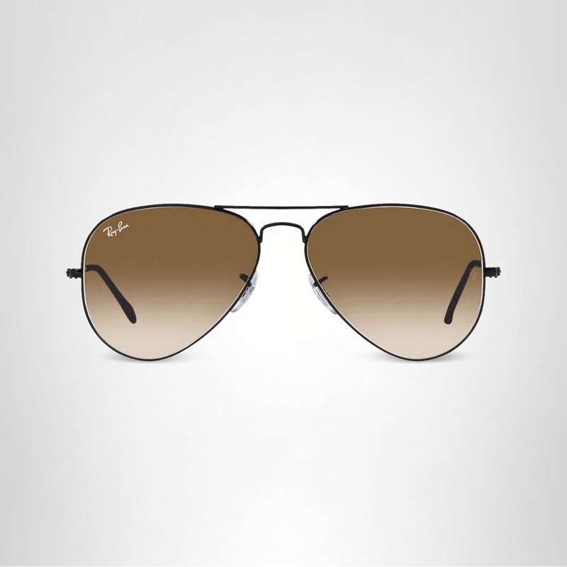 Ray-Ban RB3025 Classic Aviator Sunglasses, Black/Clear Gradient Brown, 58 mm