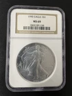 1990 $1 1-oz American Silver Eagle NGC MS69