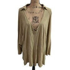 We the Free Free People Wheat Collared Oversized Tunic Size Medium