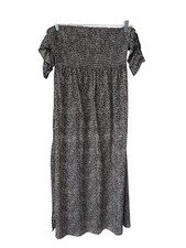 Ditsy Floral Off The Shoulder Smocked Maxi Dress Size Large Side Slit Whimsigoth