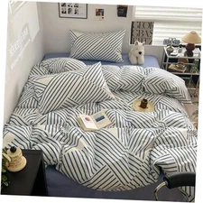  Abstract Duvet Cover Set Queen 100% Cotton Full/Queen (90x90 Inch) Blue Line