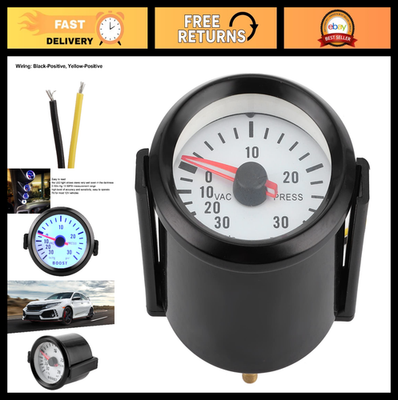 #ad Universal Boost Gauge 0 30PSI Turbo Pressure Meter with Blue LED Dial 52mm $37.99