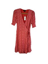 New Banana Republic Womens 2 Tall Floral Wrap Dress Red