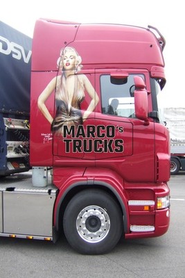 LKW Foto Renault AE Magnum Zugmaschine rot Eros Ramazzotti Tour #j1lt