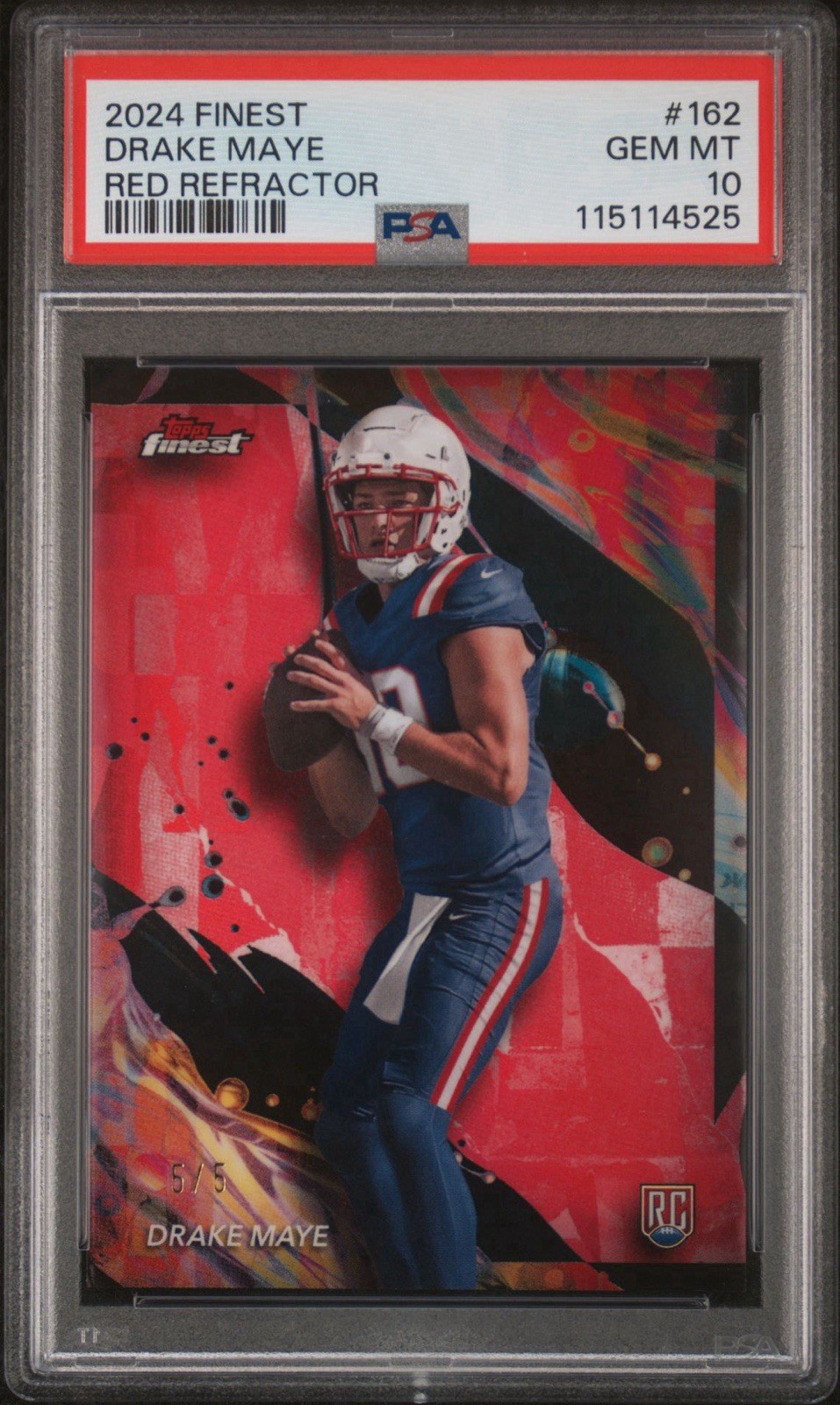 Drake Maye Topps Finest #162 Red Refractor