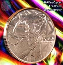 "Bull and Bear GSM"  1oz .999 Copper