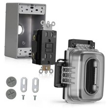 Outdoor GFCI Outlet with in Use Cover and Box Kit 15A GFCI Outlet Kit 1 Black