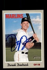 Signed Baseball Card Auto Derek Dietrich 2019 Topps Heritage #116 Miami Marlins